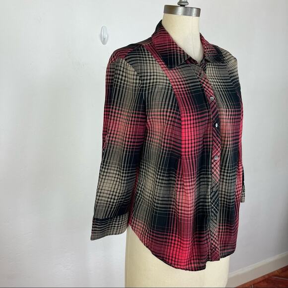 Joie Plaid Button Front Top - Picture 2 of 7